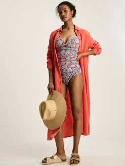 Erica Coral Pink Button Through Cotton Shirt Dress<Joules Hot