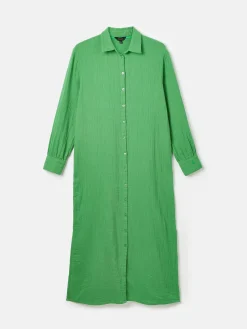 Erica Button Through Cotton Shirt Dress<Joules Clearance