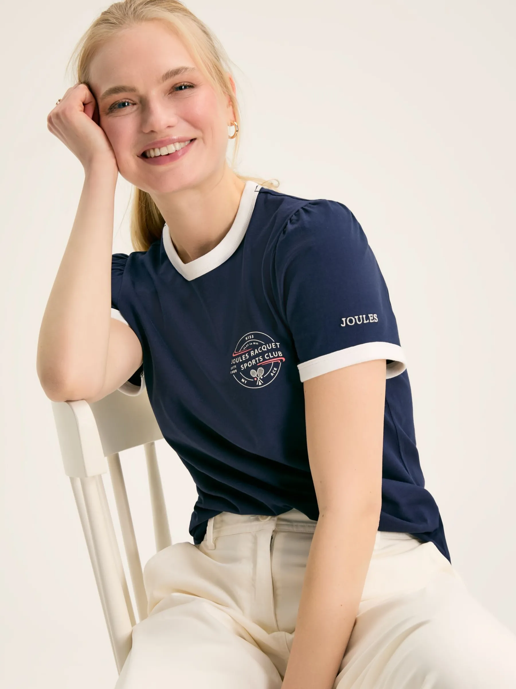 Erin Navy blue Short Sleeve T-Shirt<Joules Discount