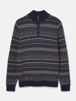 Fair Isle Quarter Zip Knit Jumper Contains Merino Wool<Joules Online