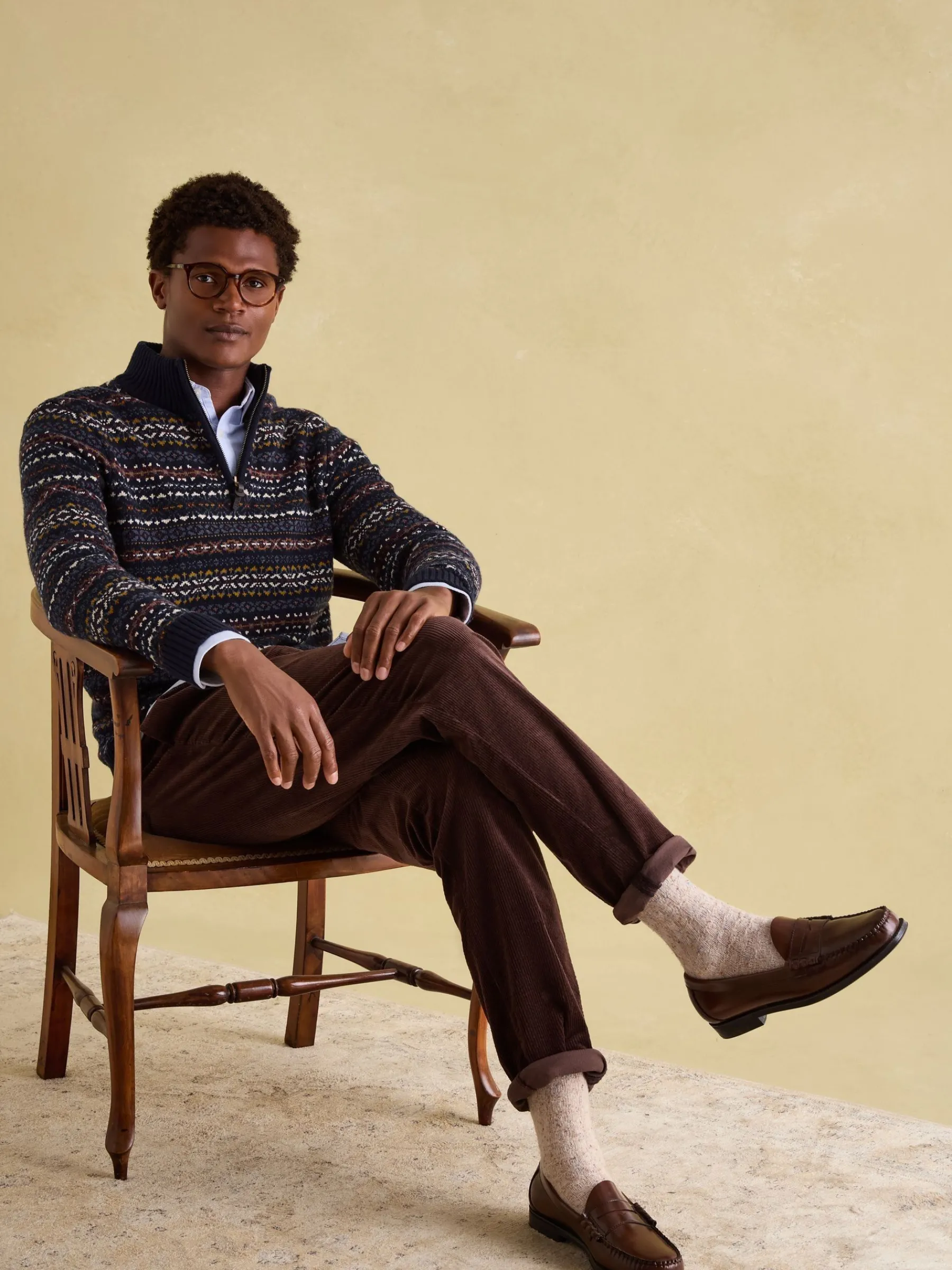Fair Isle Quarter Zip Knit Jumper Contains Merino Wool<Joules Online