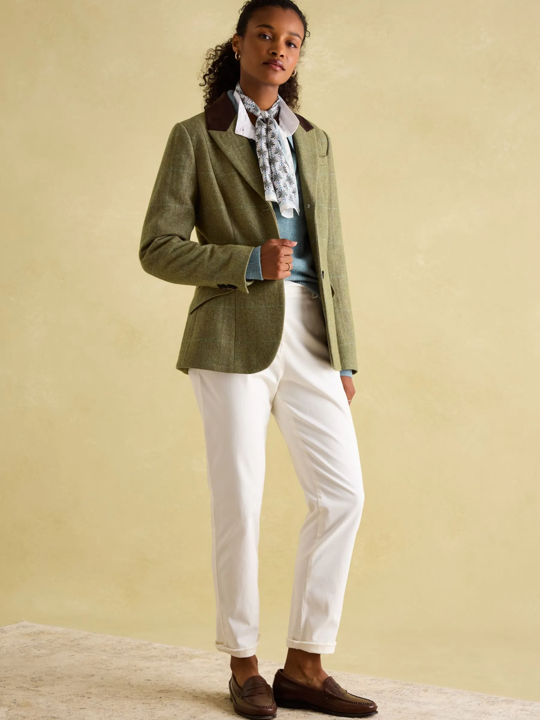 Fayfair Khaki Green Tweed Hacking Jacket<Joules Outlet