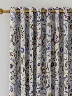 Festival Flowers Set of 2 Cream Multi Blackout Eyelet Curtains<Joules Best