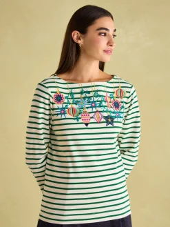 Festive Harbour Boat Neck Breton Top<Joules