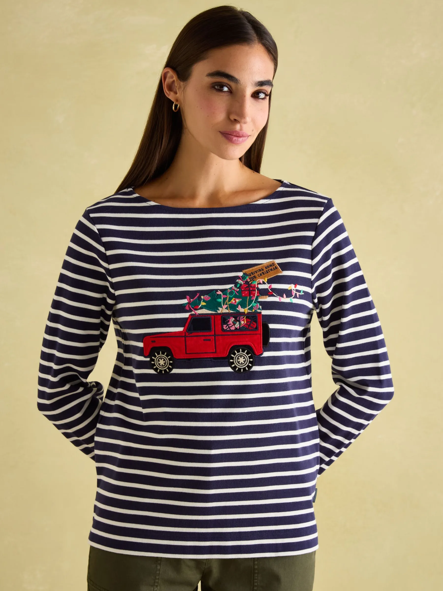 Festive Harbour Boat Neck Breton Top<Joules Online