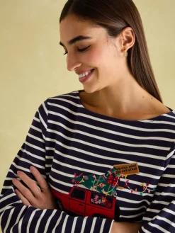 Festive Harbour Boat Neck Breton Top<Joules Online