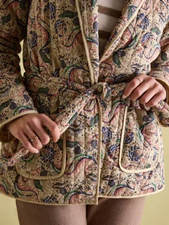 Floral Paisley Cotton Quilted Jacket With Belt<Joules Outlet