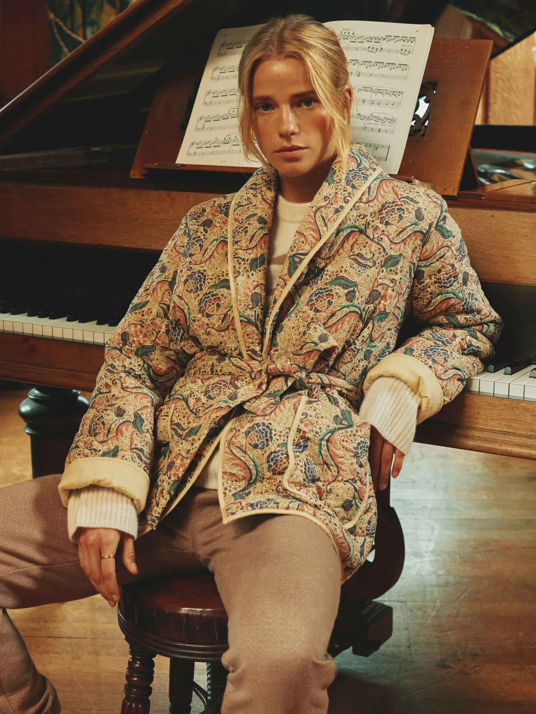 Floral Paisley Cotton Quilted Jacket With Belt<Joules Outlet