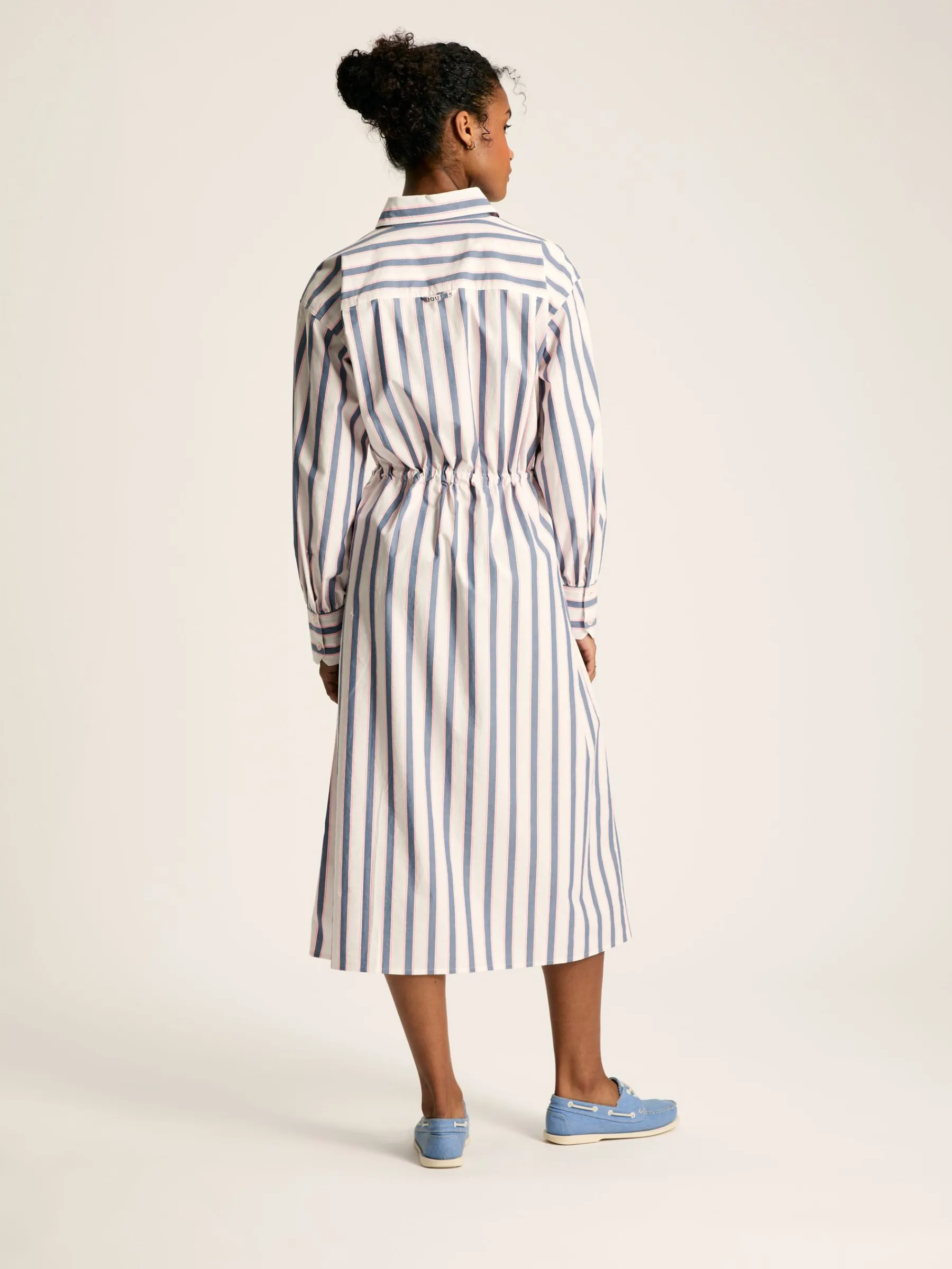 Francesca Blue Printed Tie Waist Shirt Dress<Joules New