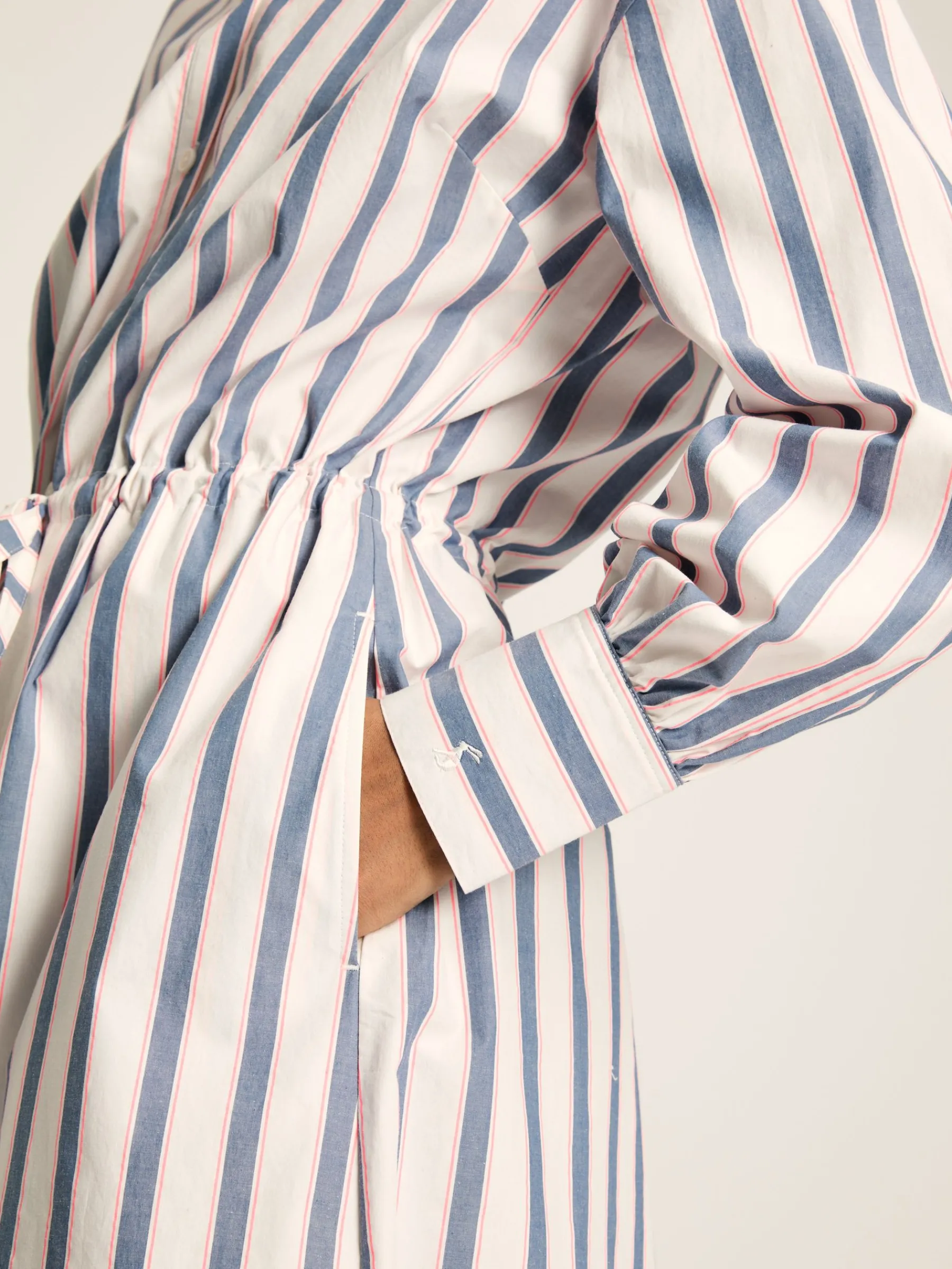 Francesca Blue Printed Tie Waist Shirt Dress<Joules New