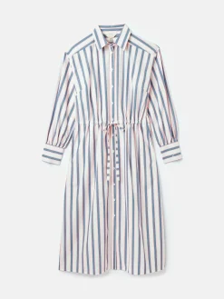 Francesca Blue Printed Tie Waist Shirt Dress<Joules New