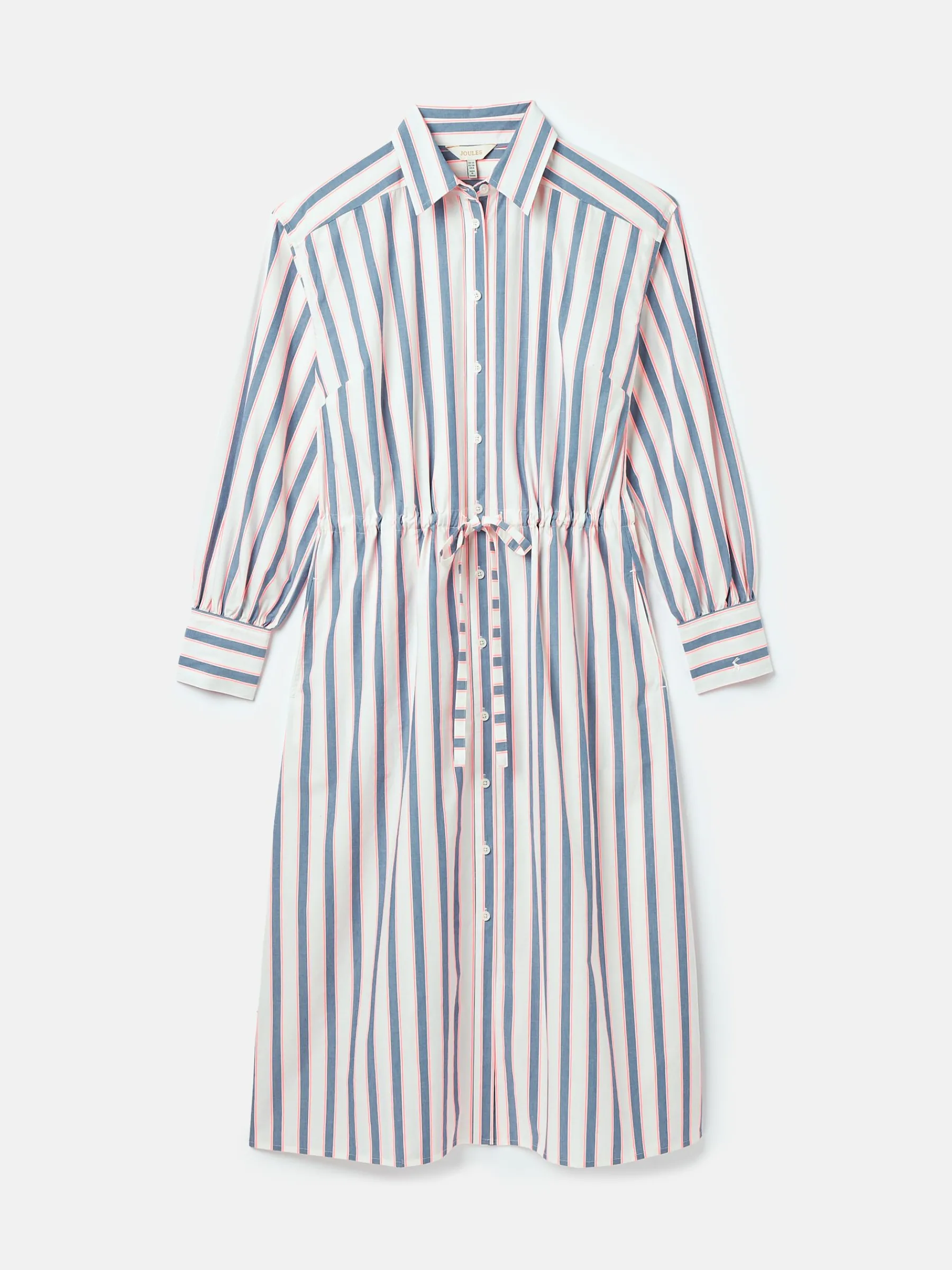Francesca Blue Printed Tie Waist Shirt Dress<Joules New