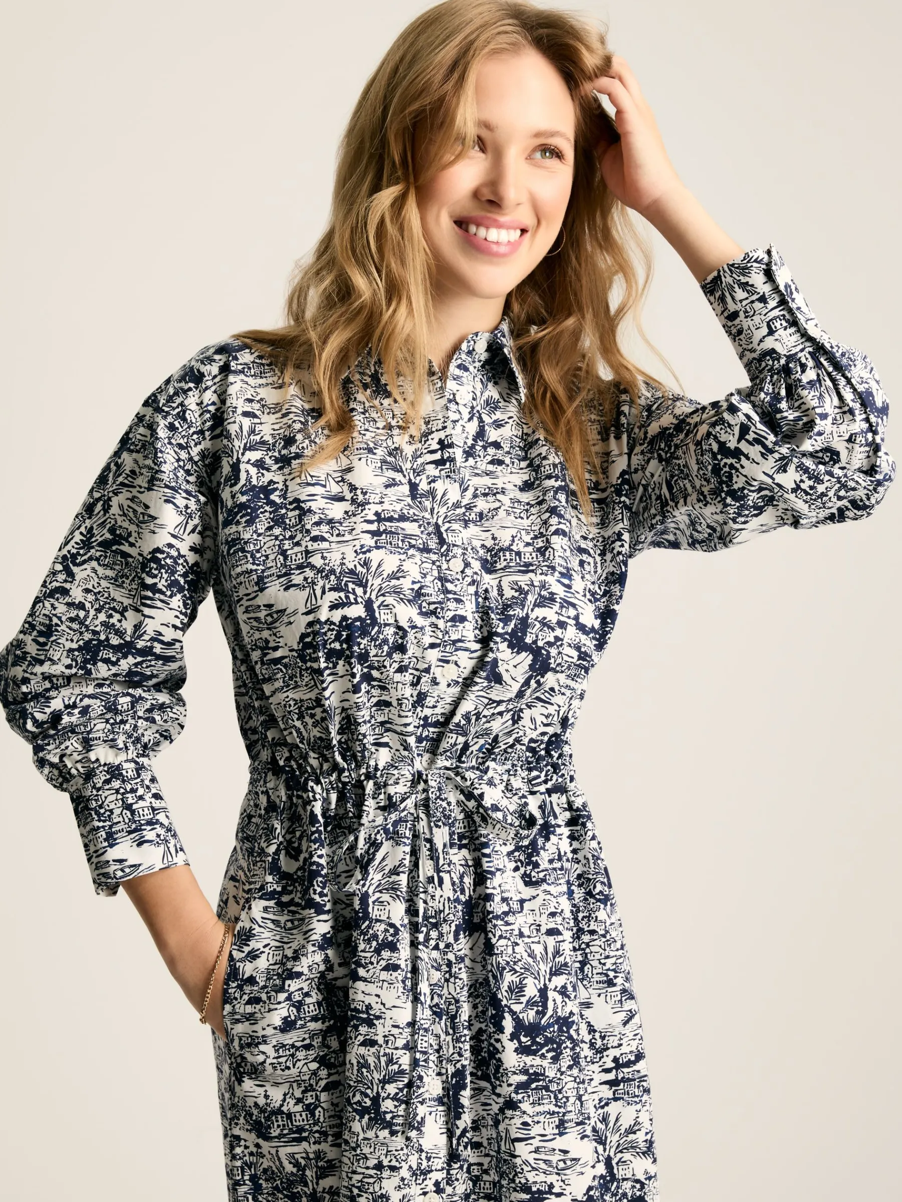 Francesca Tie Waist Shirt Dress<Joules Outlet