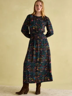 Georgina Navy Multi Elasticated Waist Maxi Dress<Joules Clearance
