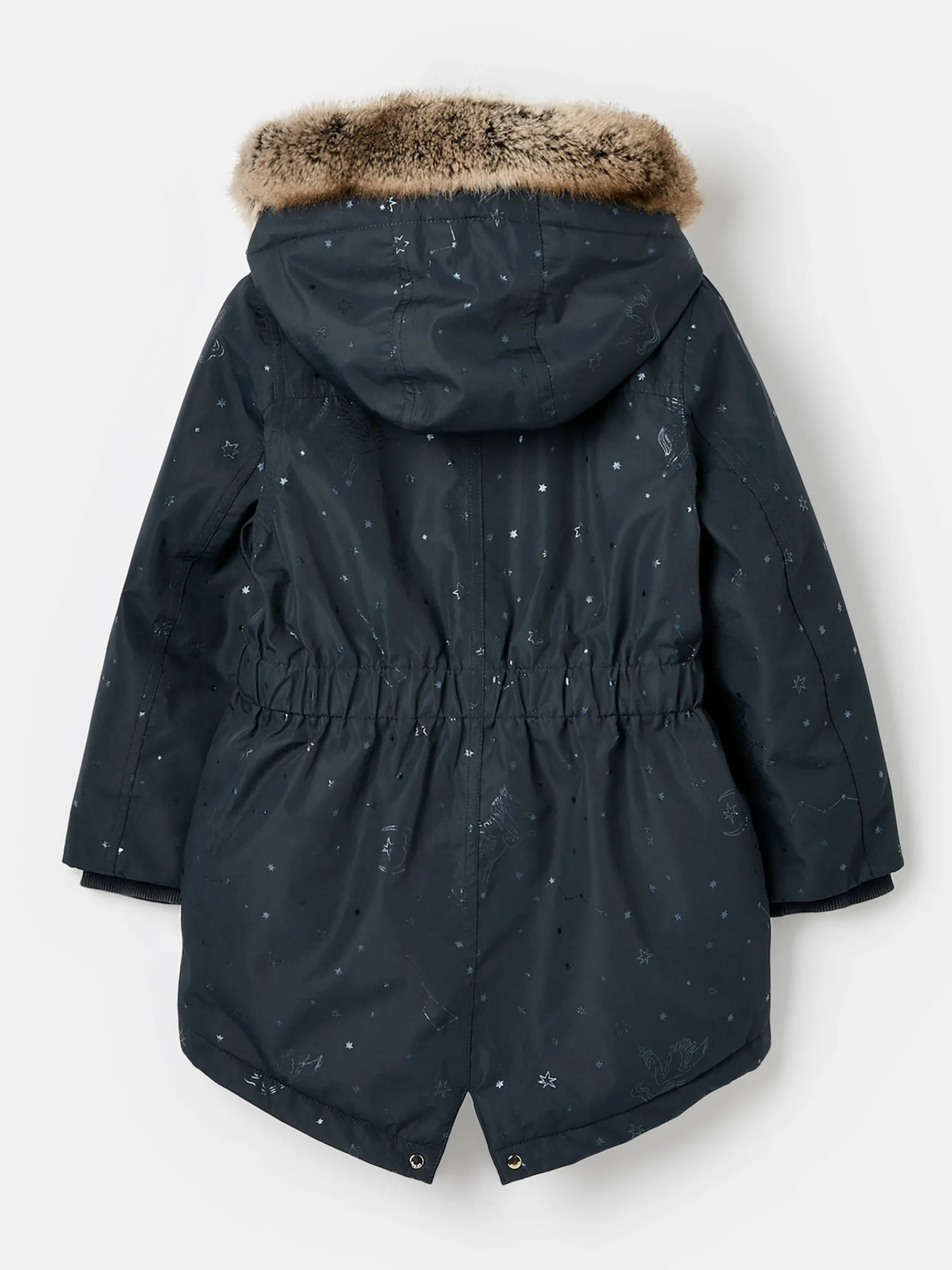 Girls' Alix Navy Blue Printed Waterproof Parka Coat<Joules Outlet