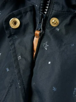 Girls' Alix Navy Blue Printed Waterproof Parka Coat<Joules Outlet