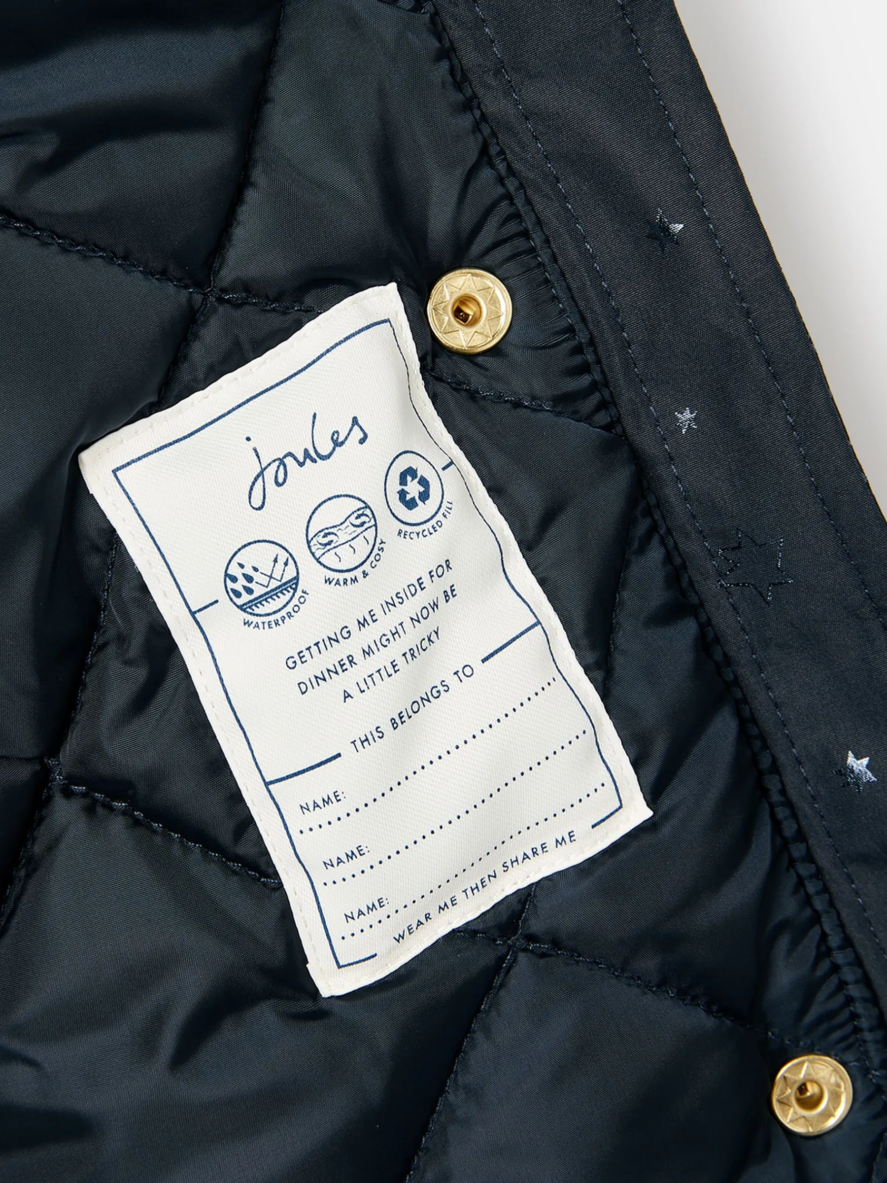 Girls' Alix Navy Blue Printed Waterproof Parka Coat<Joules Outlet