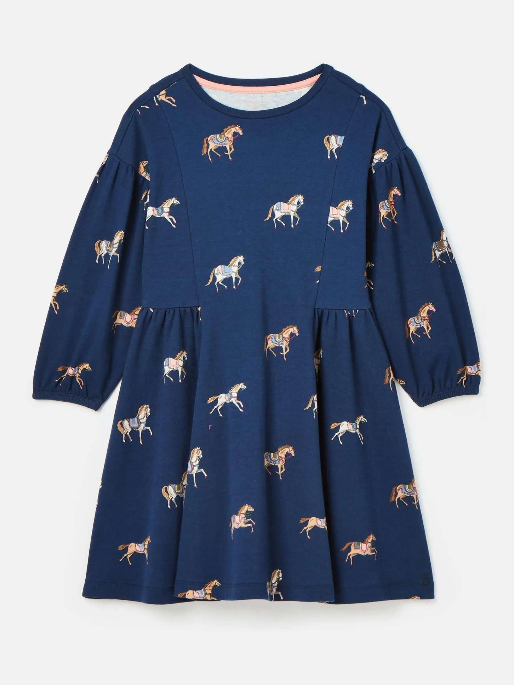 Girls' Aubrey Navy Horse Print Jersey Dress<Joules Best