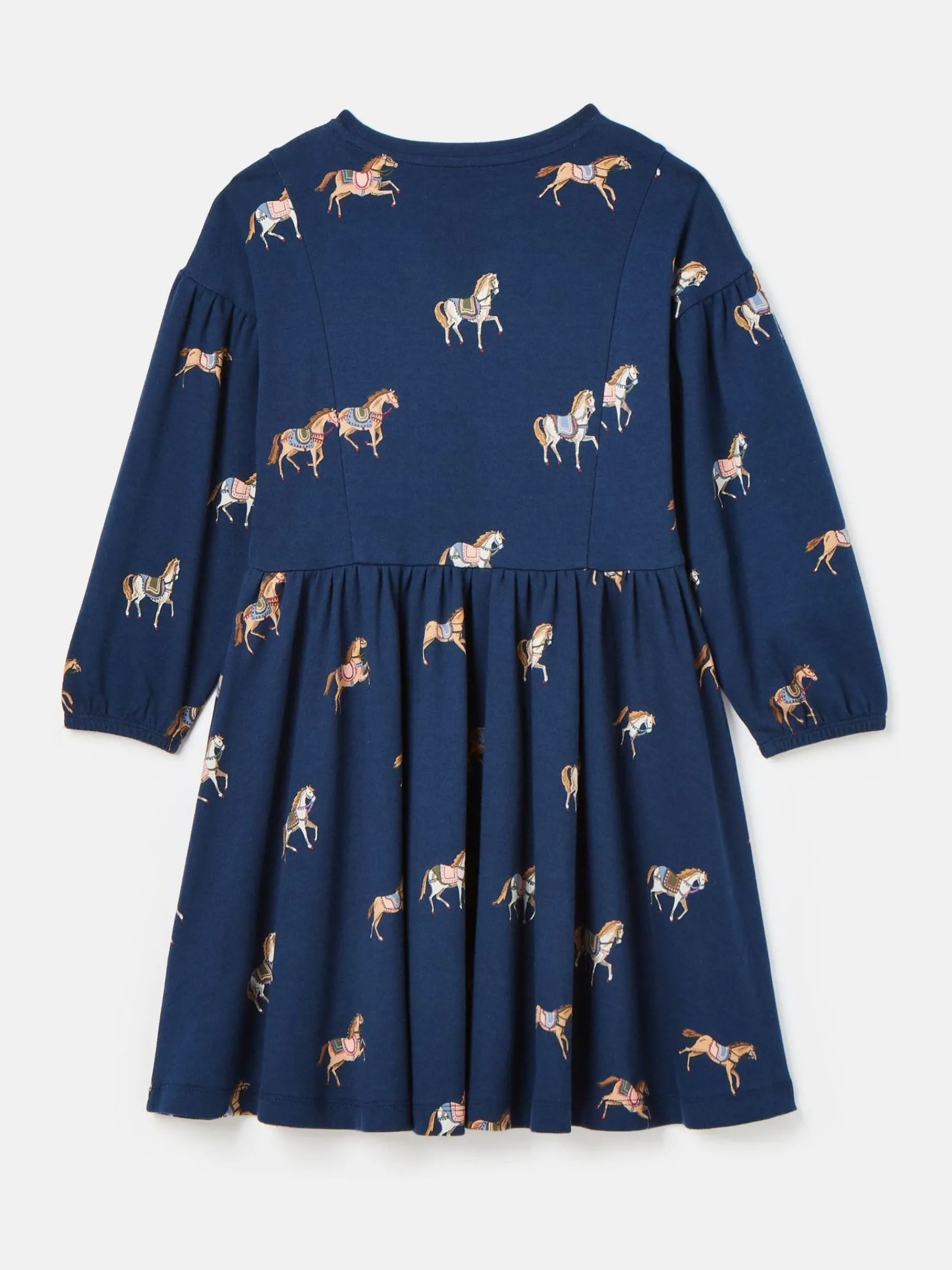 Girls' Aubrey Navy Horse Print Jersey Dress<Joules Best