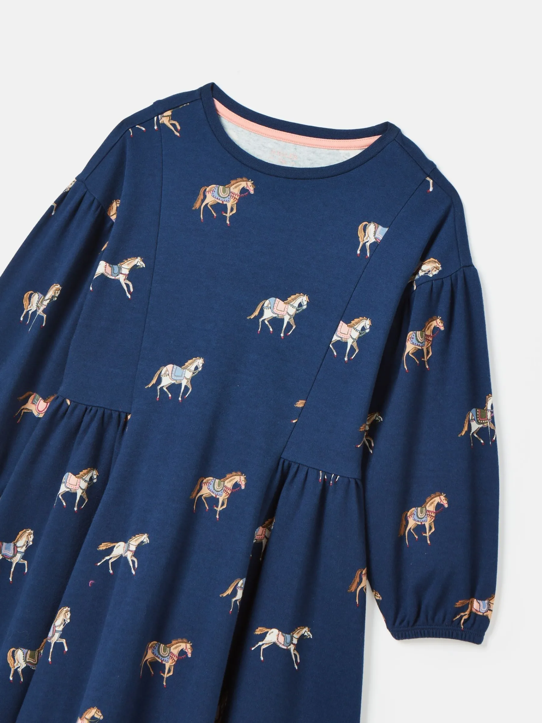 Girls' Aubrey Navy Horse Print Jersey Dress<Joules Best