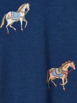 Girls' Aubrey Navy Horse Print Jersey Dress<Joules Best