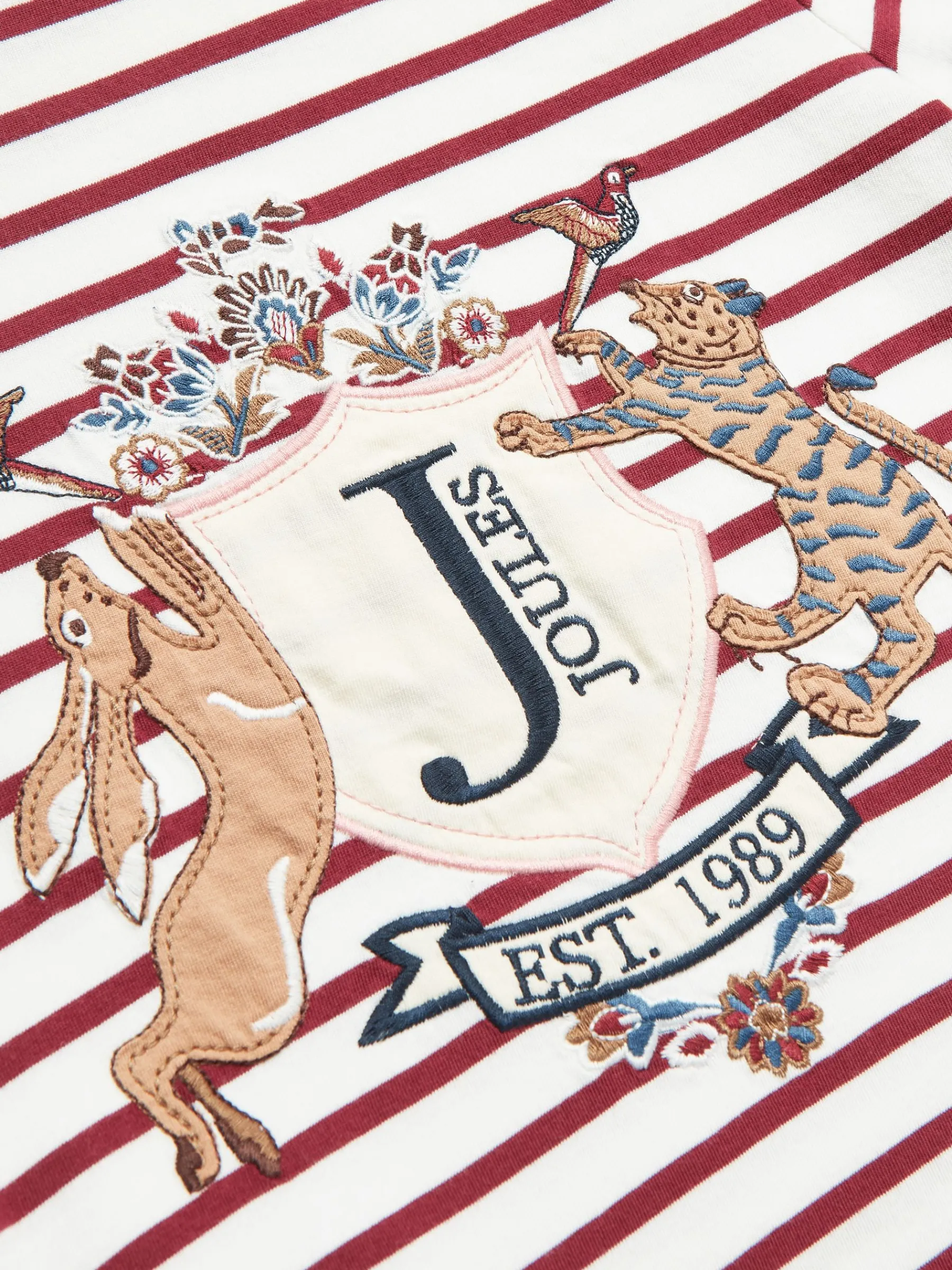 Girls' Ava Berry Red Stripe Artwork T-Shirt<Joules Clearance