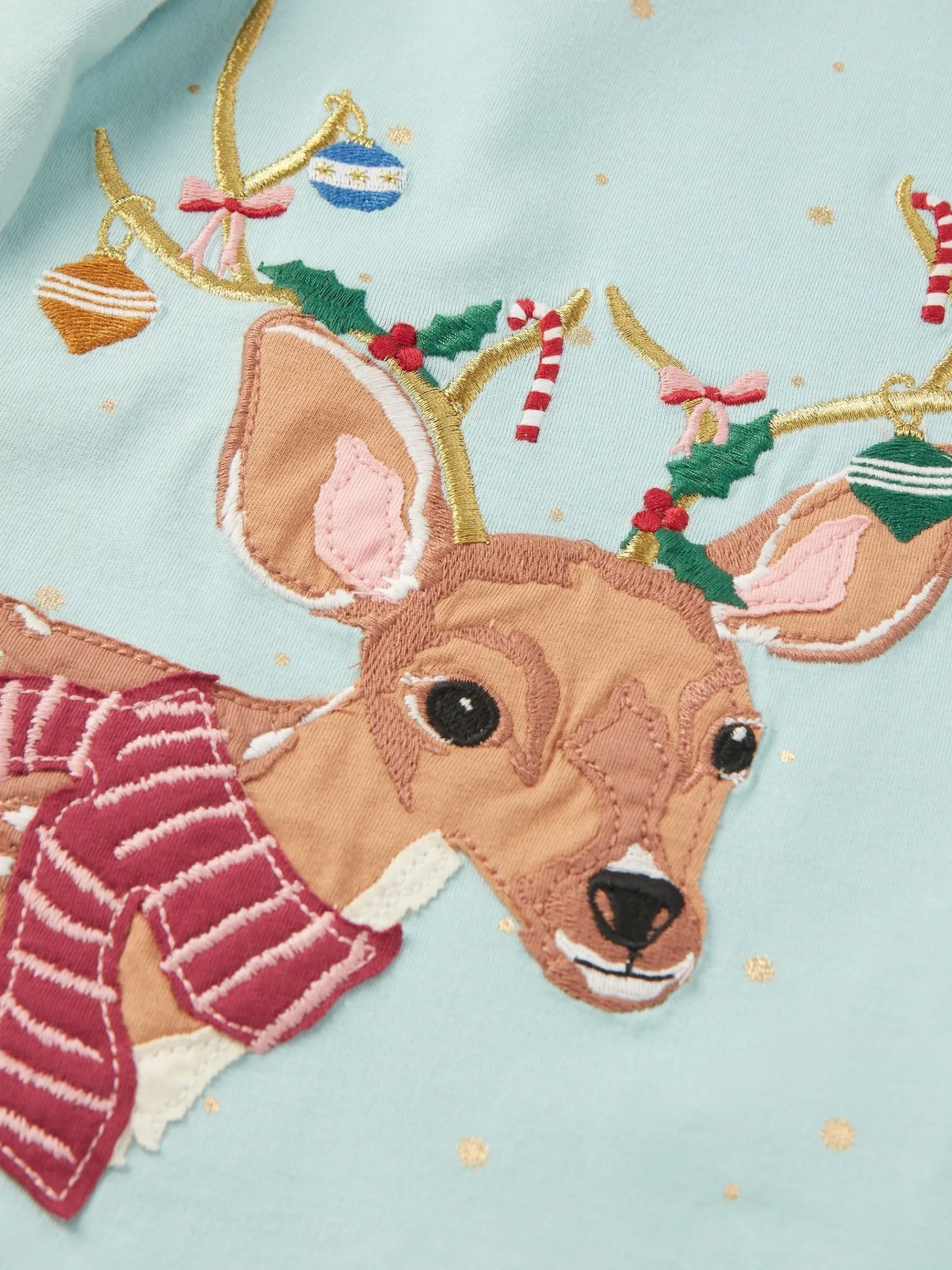 Girls' Ava Green Metallic Star Print Artwork T-Shirt<Joules Outlet