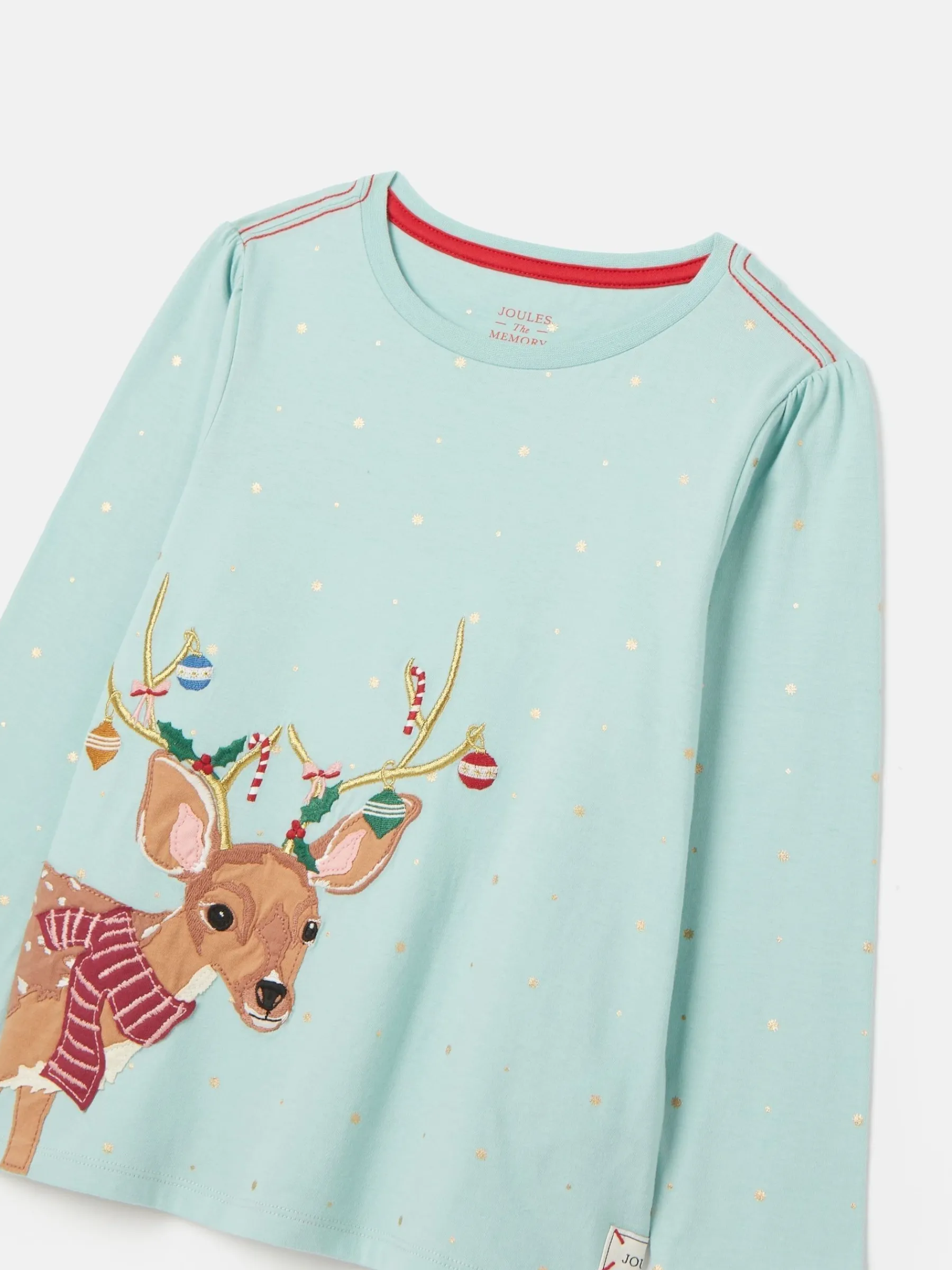 Girls' Ava Green Metallic Star Print Artwork T-Shirt<Joules Outlet