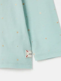 Girls' Ava Green Metallic Star Print Artwork T-Shirt<Joules Outlet