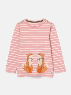 Girls' Ava Pink Stripe Artwork T-Shirt<Joules Sale