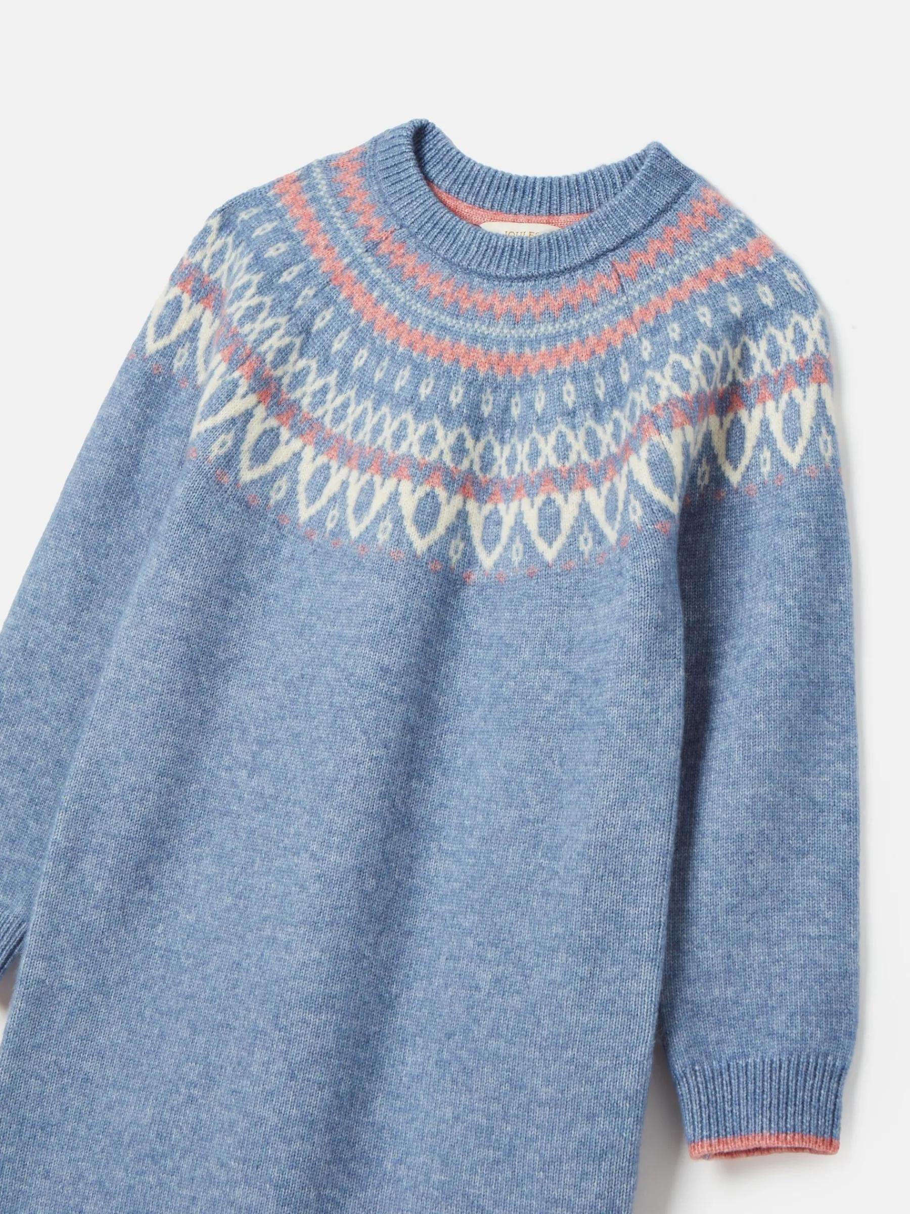 Girls' Charlotte Blue & Pink Fair Isle Jumper Dress<Joules Clearance