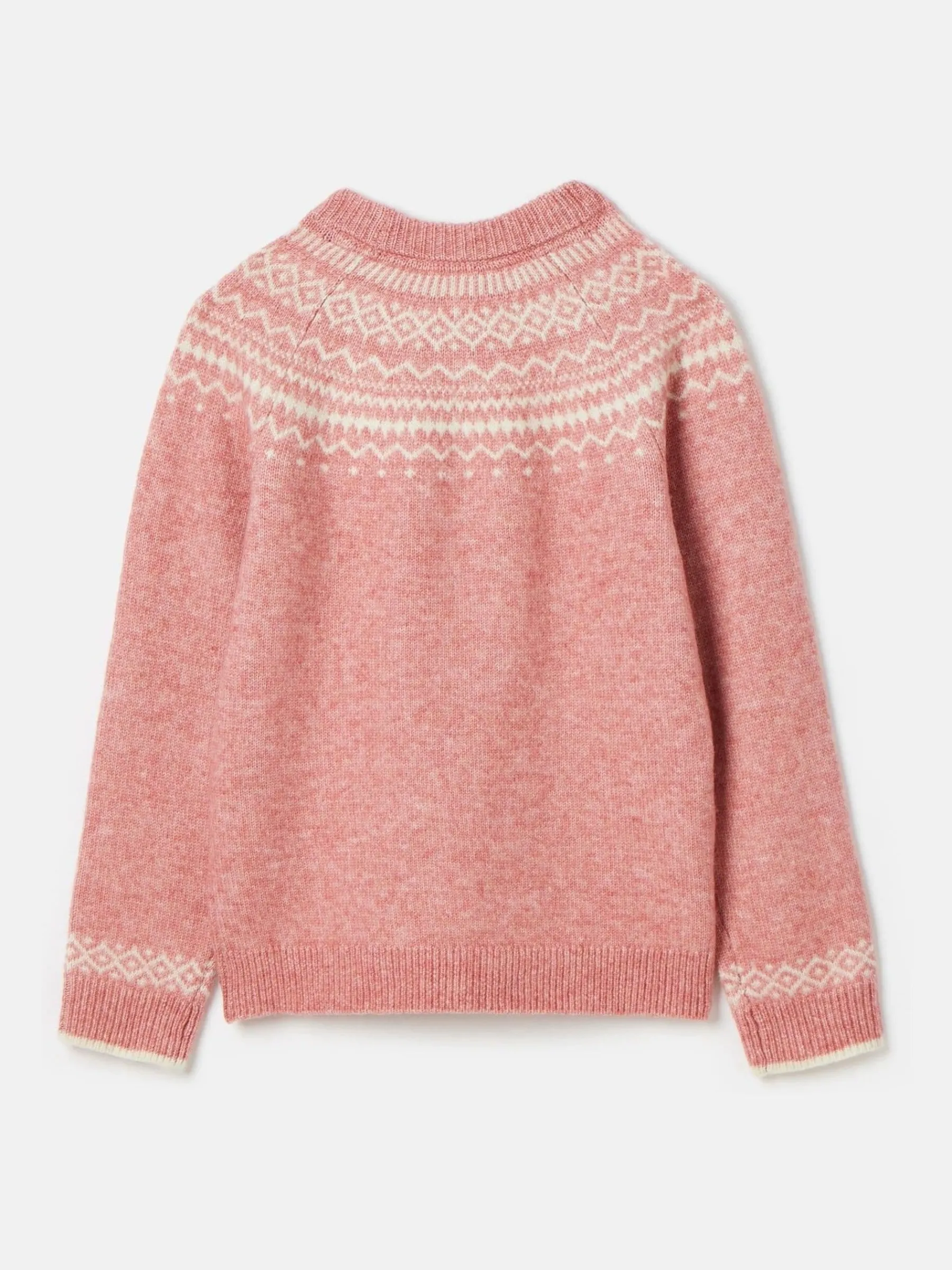 Girls' Charlotte Pink & Cream Fair Isle Jumper<Joules Clearance