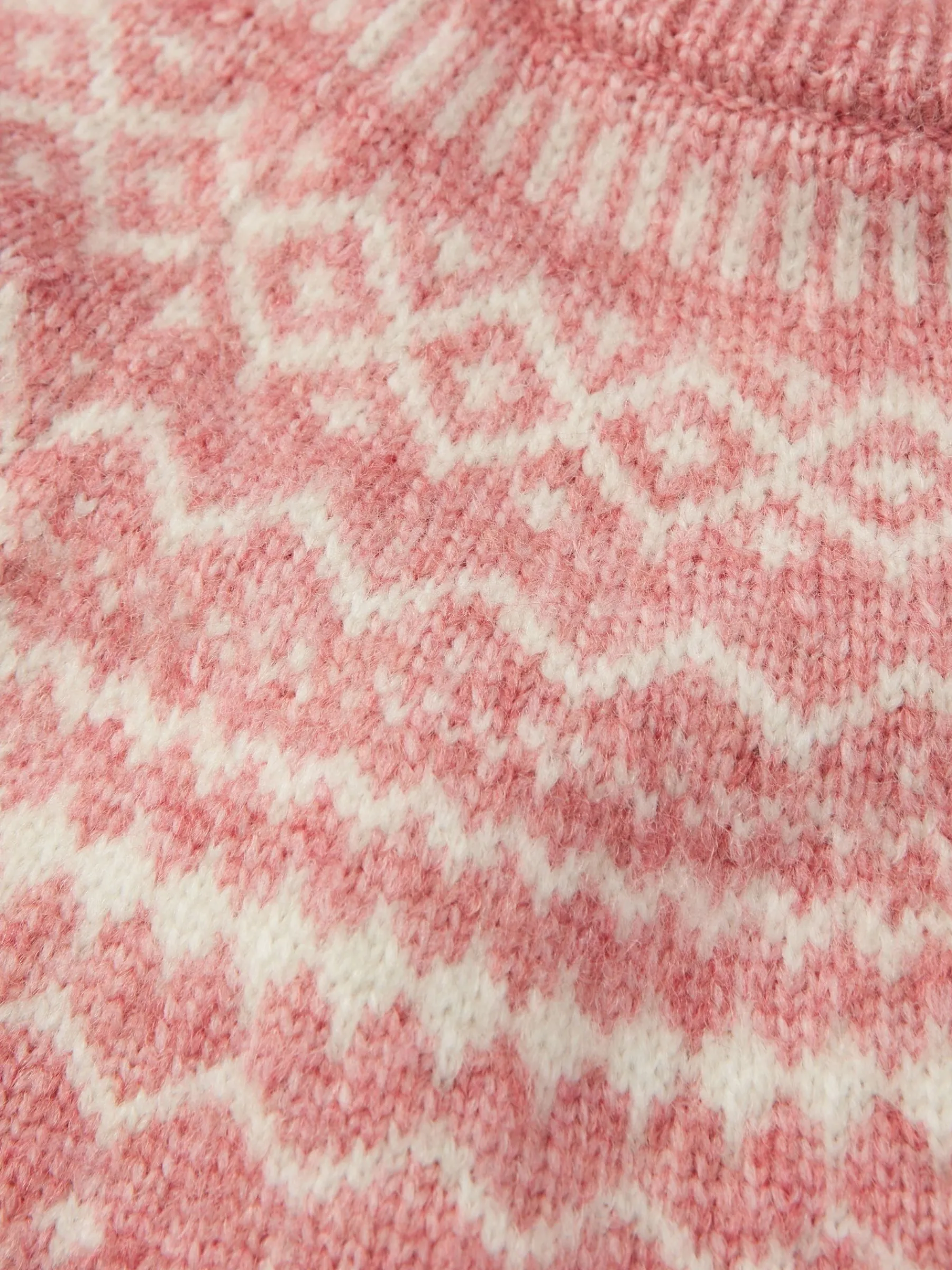 Girls' Charlotte Pink & Cream Fair Isle Jumper<Joules Clearance