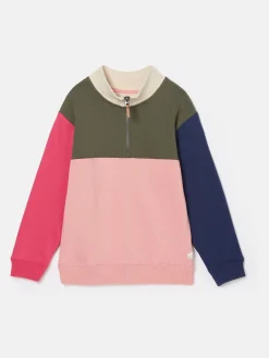 Girls' Elliot Colour Block Quarter Zip Sweatshirt<Joules Hot