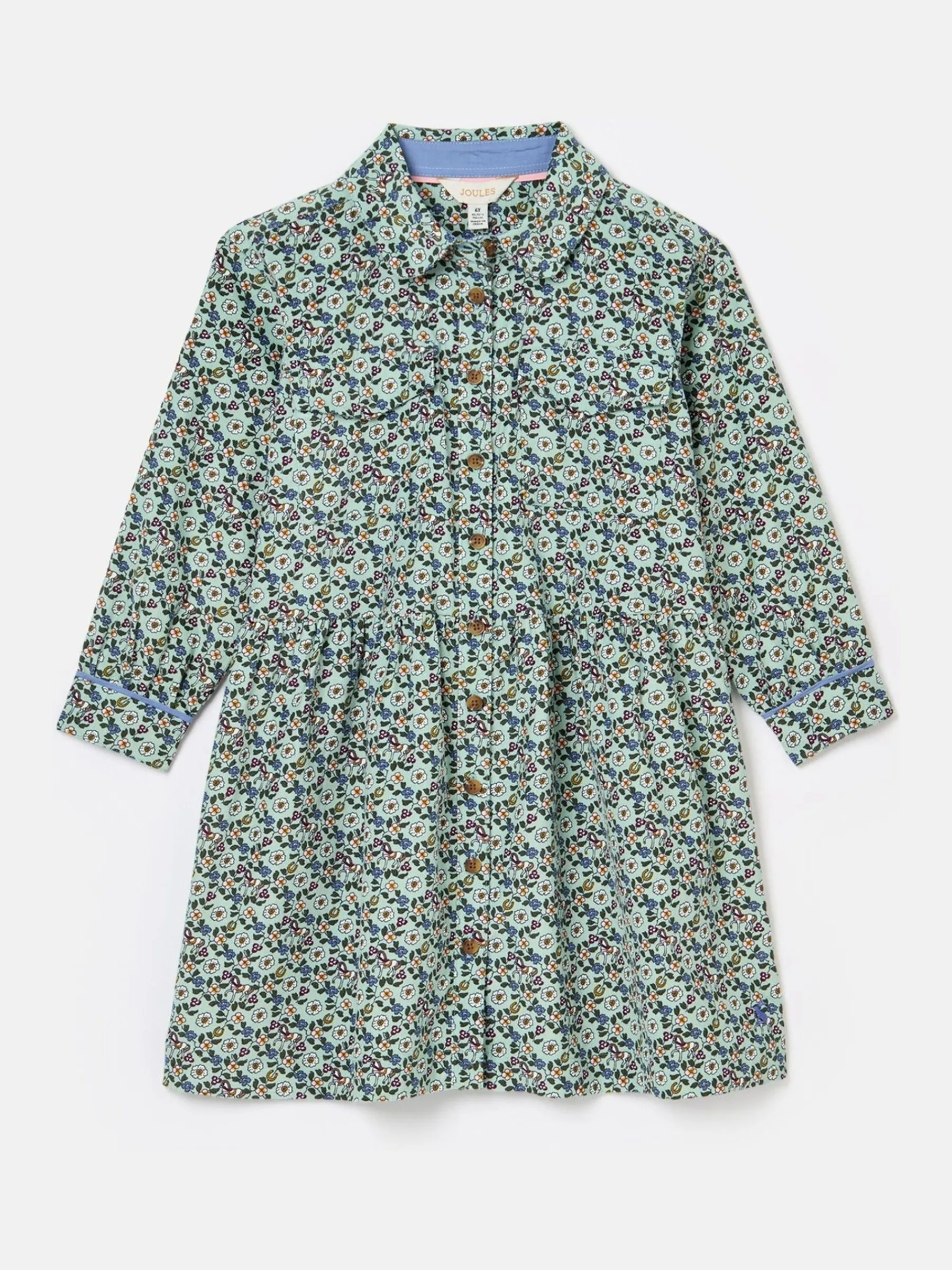 Girls' Elodie Blue Ditsy Print Corduroy Shirt Dress<Joules Best