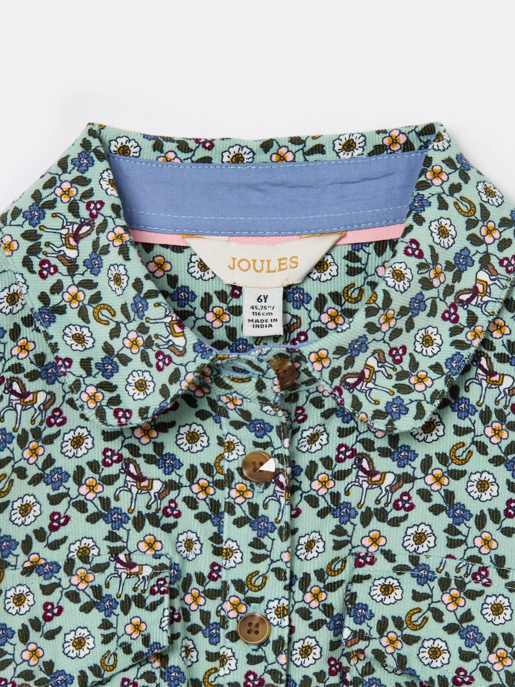 Girls' Elodie Blue Ditsy Print Corduroy Shirt Dress<Joules Best