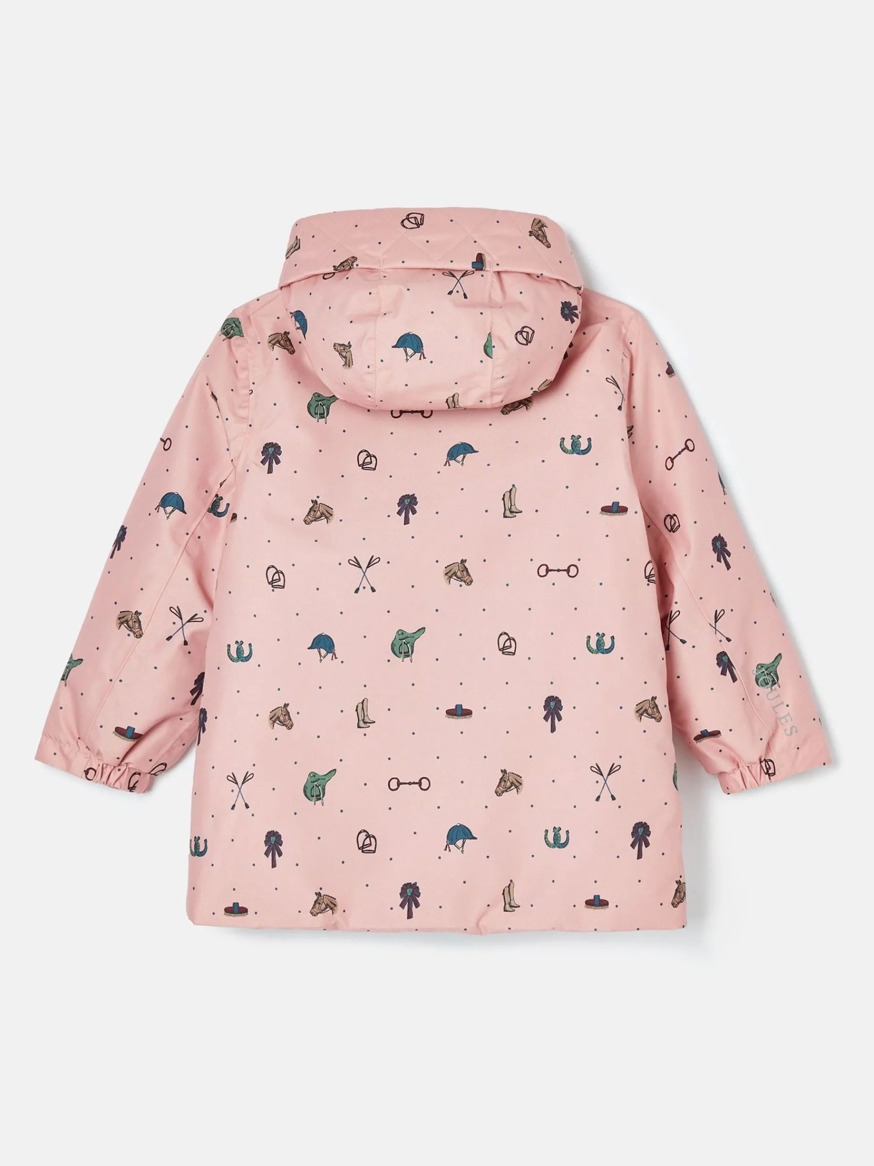 Girls' Fairview Pink Horse Print Waterproof Coat with Quilted Lining<Joules Best