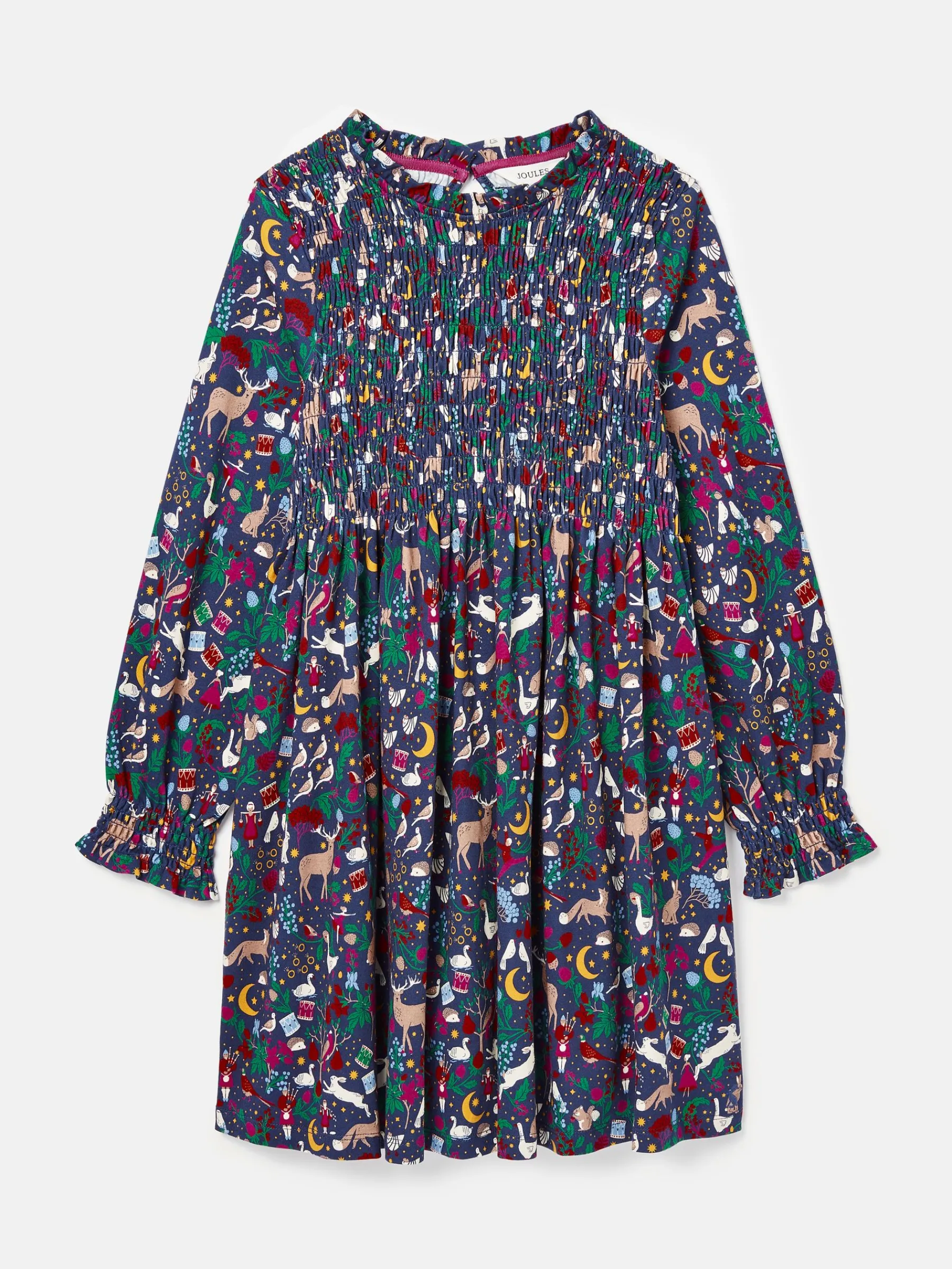 Girls' Gracie 12 Days of Christmas Printed Jersey Dress<Joules