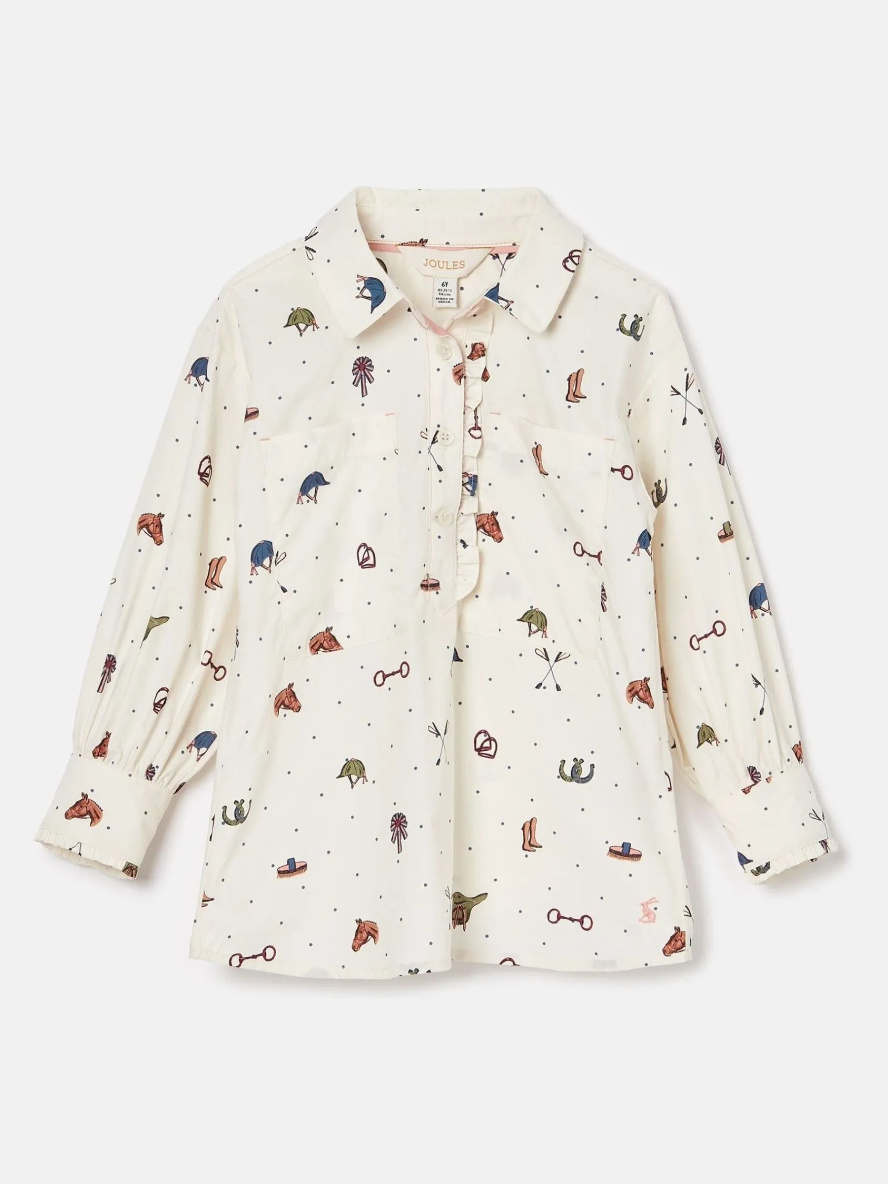 Girls' Liliana Cream Print Pop Over Blouse<Joules Sale