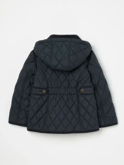 Girls' Marsdale Navy Blue Diamond Quilted Coat With Hood<Joules Discount
