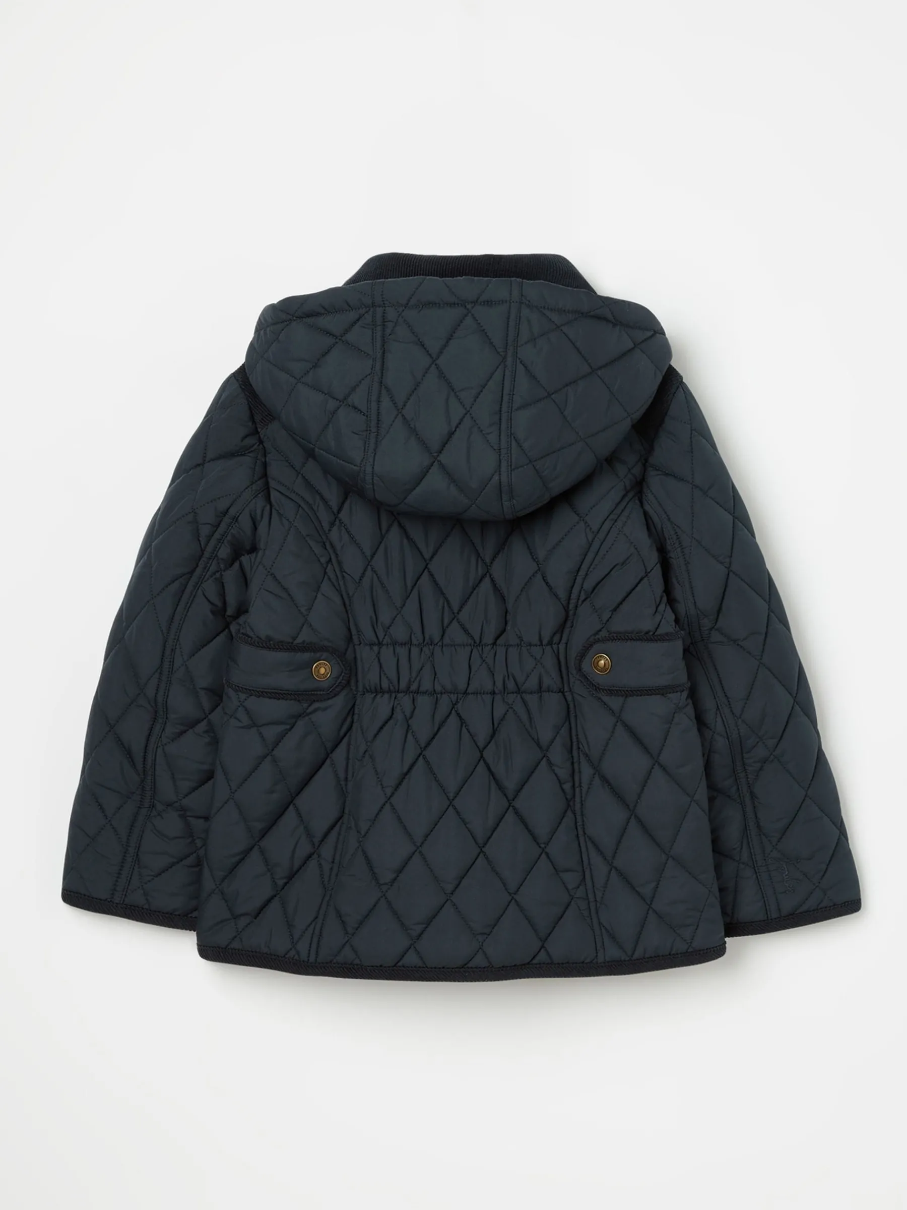 Girls' Marsdale Navy Blue Diamond Quilted Coat With Hood<Joules Discount