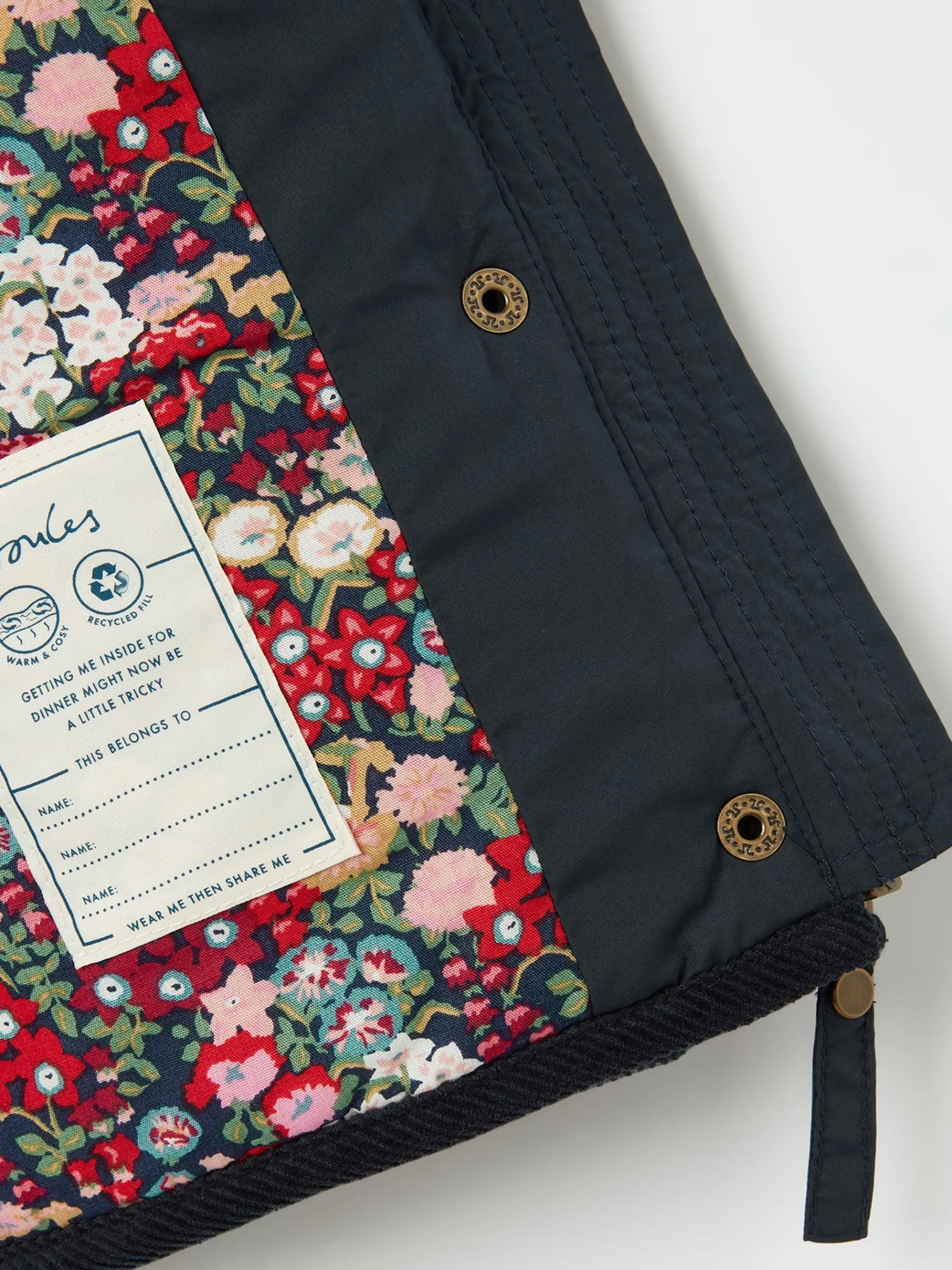 Girls' Marsdale Navy Blue Diamond Quilted Coat With Hood<Joules Discount