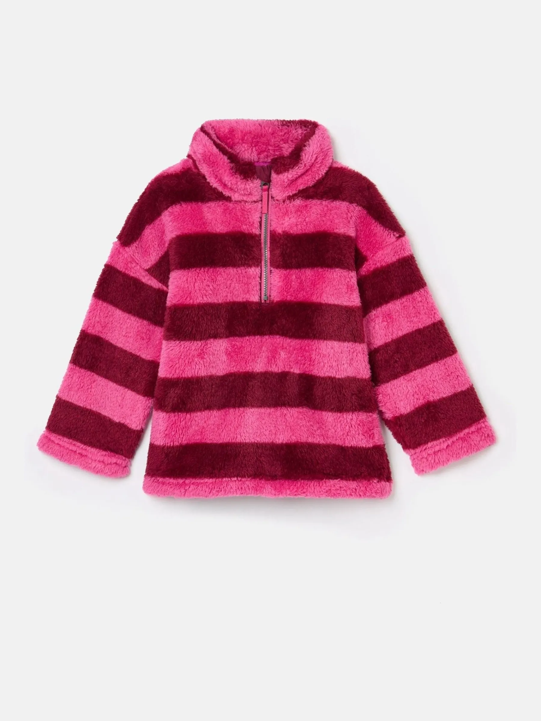 Girls' Merridie Pink Stripe Half Zip Borg Fleece<Joules Online