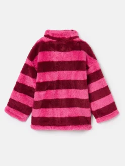 Girls' Merridie Pink Stripe Half Zip Borg Fleece<Joules Online