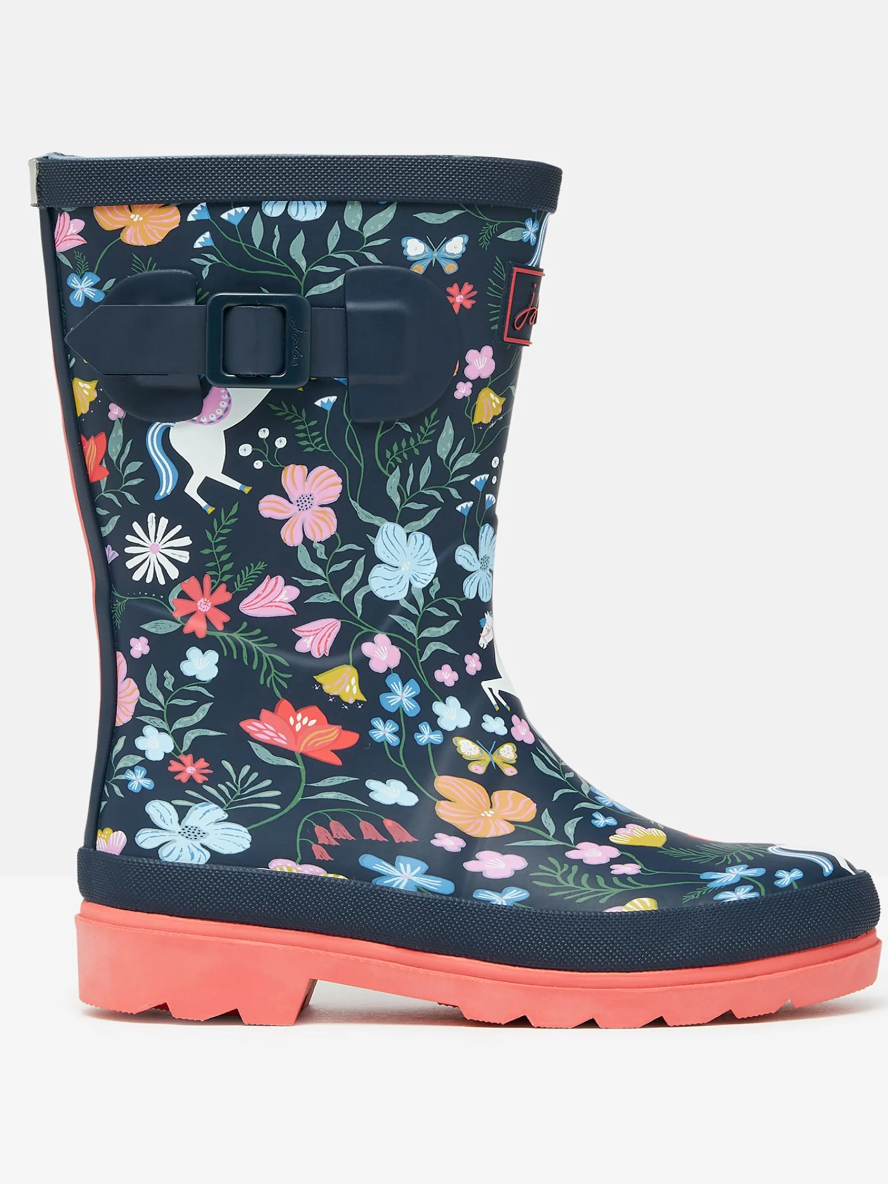 Girls' Navy Blue Printed Wellies<Joules Online