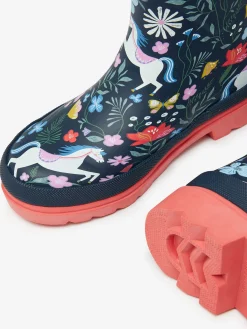 Girls' Navy Blue Printed Wellies<Joules Online