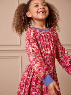 Girls' Odelia Red Animals Printed Dress<Joules Best