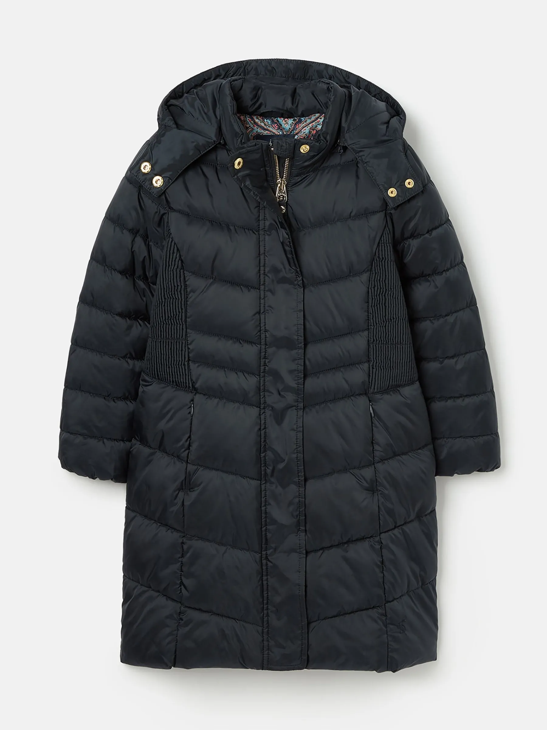 Girls' Pembury Navy Blue Showerproof Padded Coat with Hood<Joules Discount