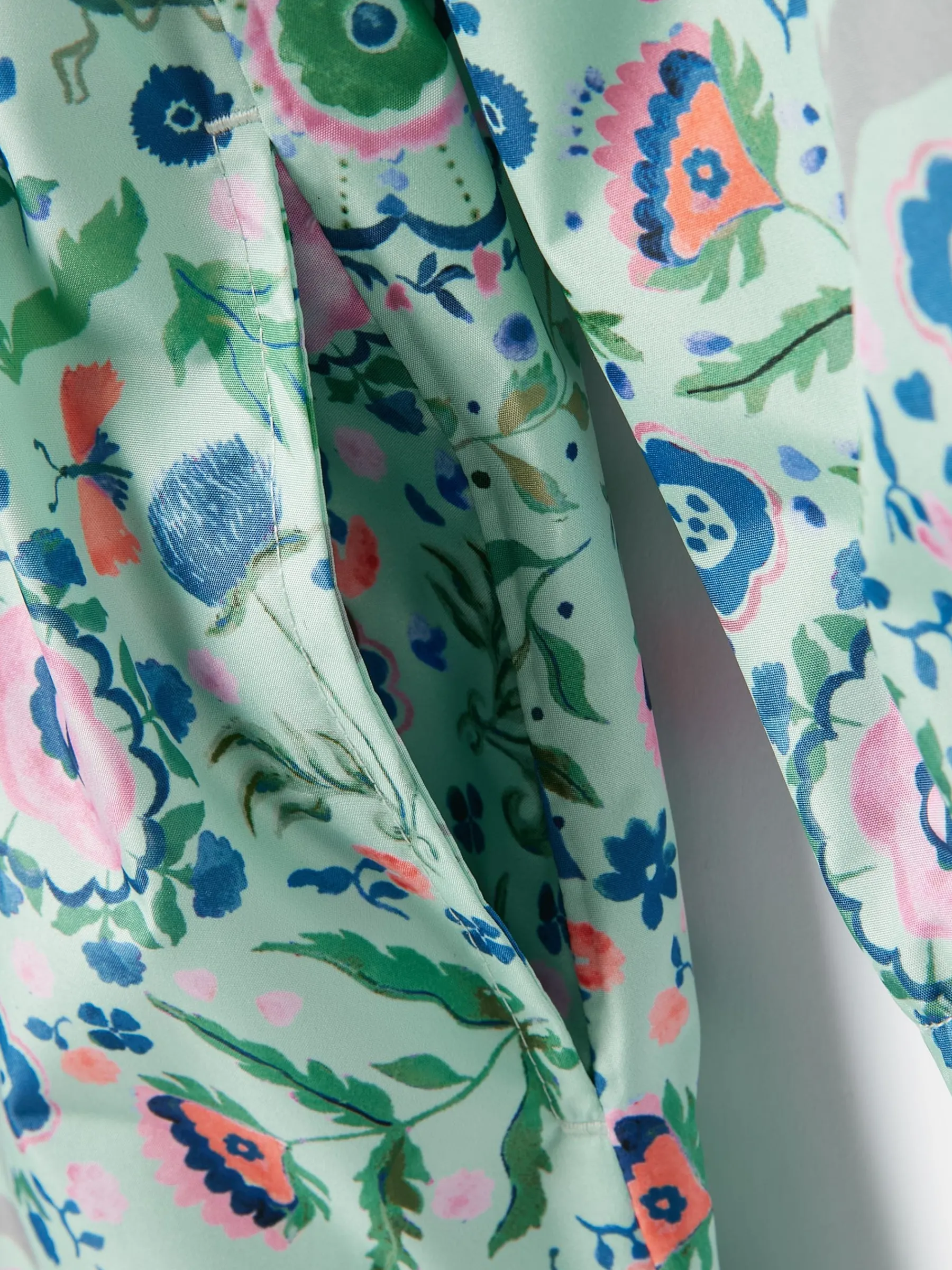 Girls' Rainford Green Floral Waterproof Packable Raincoat With Hood<Joules Best