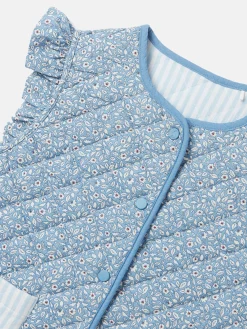 Girls' Raye Blue Floral Reversible Print Quilted Gilet<Joules Sale
